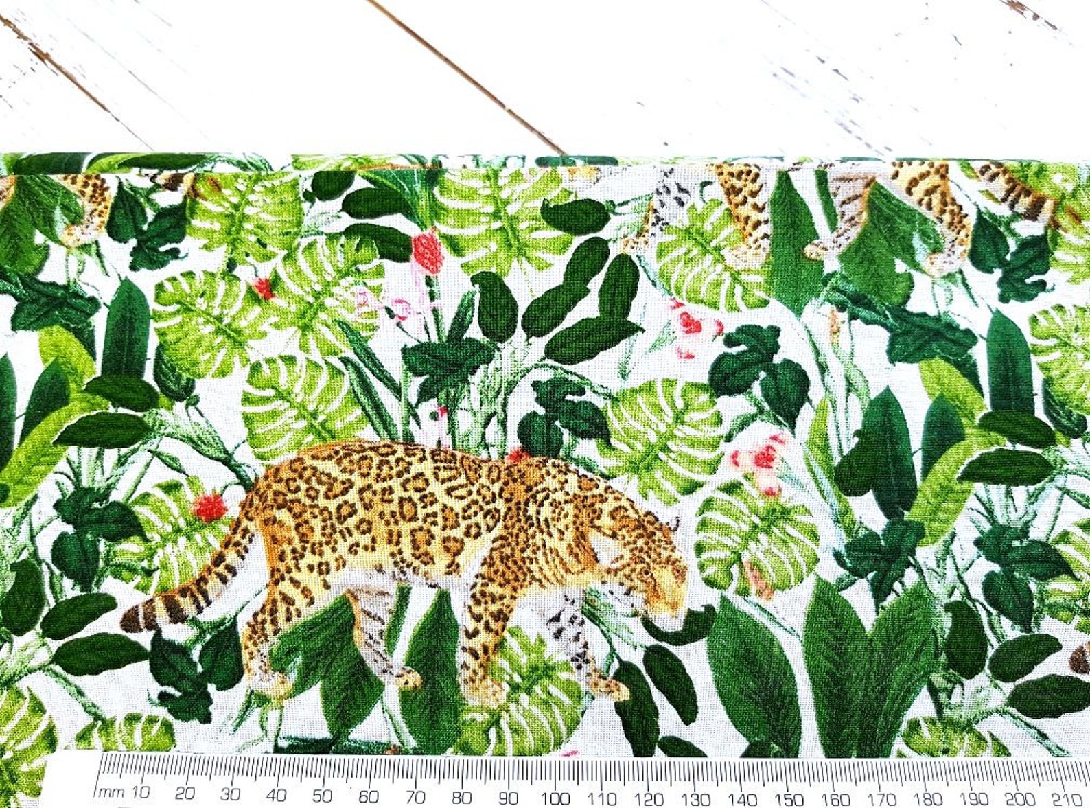 Leopard Fabric 100% Cotton Leopard Print Cotton Tropical - Etsy