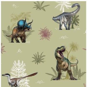 Dinosaur Fabric, 100 % cotton, Sewing Fabric, Dinosaur Material, Dinosaur Print Cotton, Quilting Fabric by Fat Quarter/Half Metre/Metre