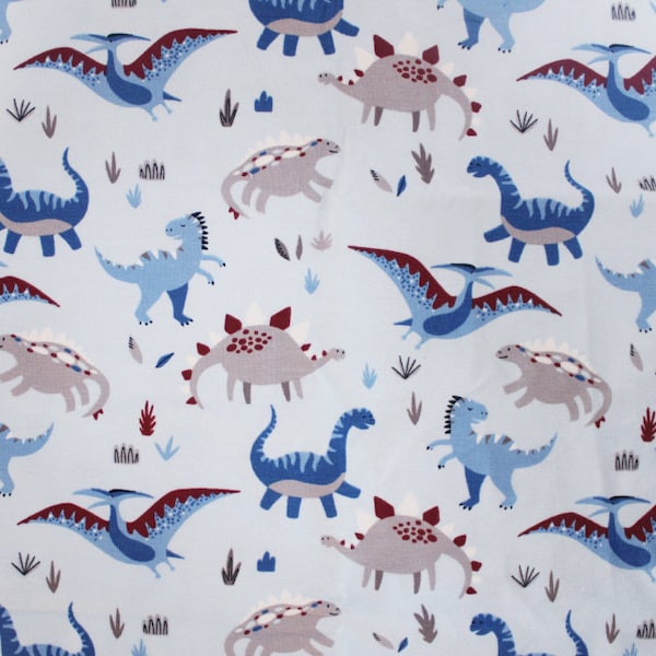 Tissu jersey dinosaure, 150 cm de large pour couture de t-shirts, Tissus pour vêtements pour enfants, Tissu pour enfants, Couture de tissu extensible par demi-mètre