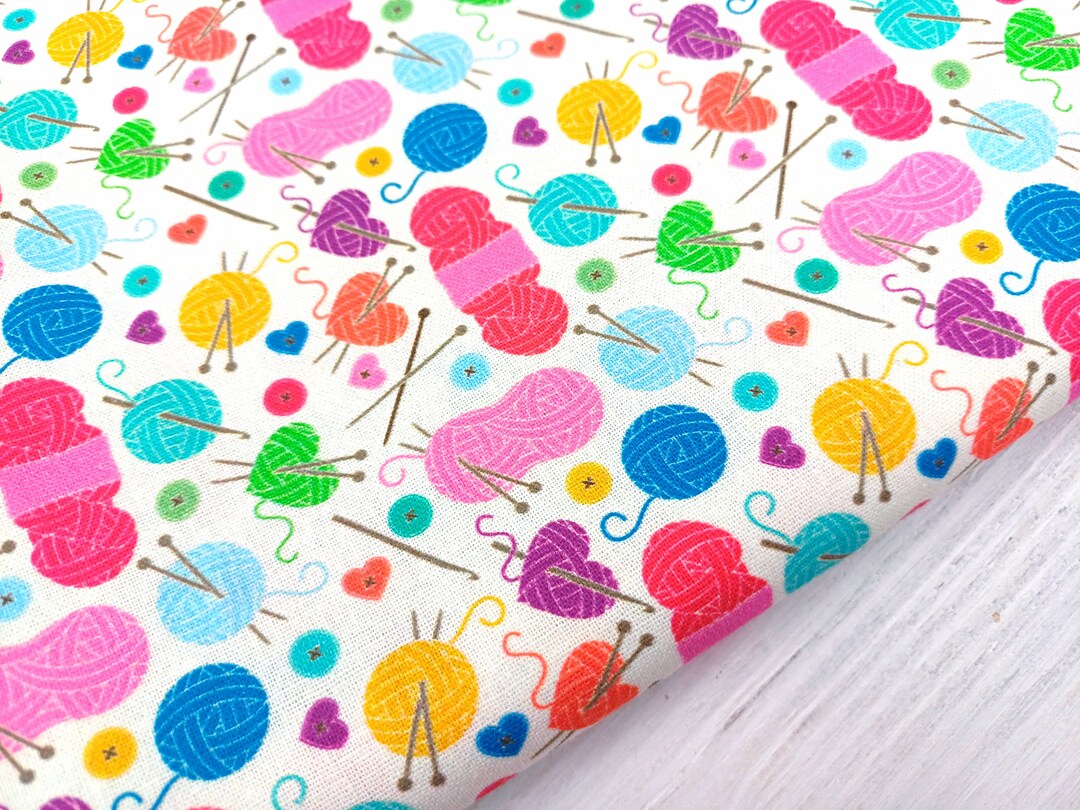 Knitting Theme Fabric 100% Cotton Yarn Knitting Wool Crochet Tools
