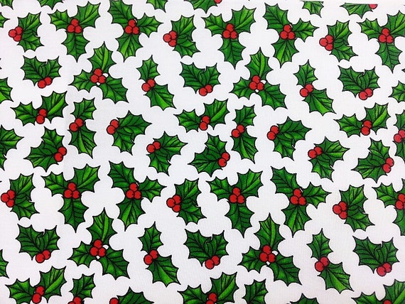 Christmas Fabric, Holly Fabric, Festive Fabric, Cotton Fabric, Holiday Fabric, Poly Cotton Fabric, Christmas Holly Fabric, Cotton Material