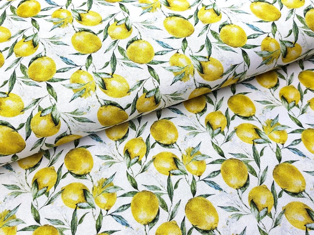 Lemon Fabric 100 Cotton Fruit Fabric Lemon Cotton Etsy