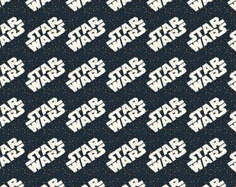 Star Wars Logo Print Fabric, 100% Cotton, Quilting Sewing Craft Material, Camelot Cotton, Kids Fabric by Fat Quarter/Half Metre/Metre