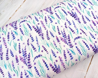 Lavender Fabric, 100% Cotton, Floral Meadow Flowers Print, Quilting Sewing Craft Fabric, 145 cm Width Fabric by Fat Quarter/Half Metre/Metre