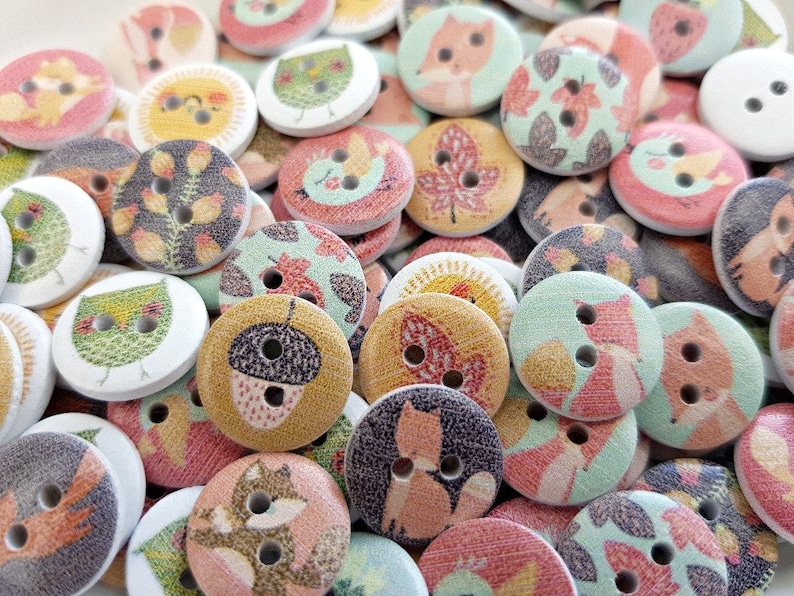 Woodland Wooden Buttons Kids Buttons Baby Buttons Sewing - Etsy UK