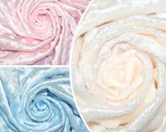 Dimple Fleece, Baby Blanket Fabric, Nursery Material, 150cm Wide Super Soft Fleece Plush Cuddle Fabric in Blue/Pink/Ivory by the Half Metre