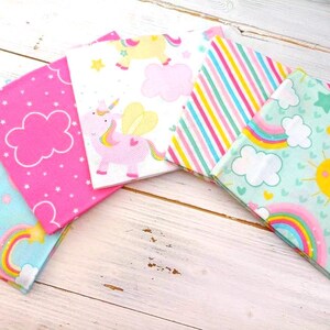 Unicorn Fat Quarter Bundle, 100% Cotton, Kids Baby Nursery Fabric, Quilting Sewing Craft Material, Set of 5