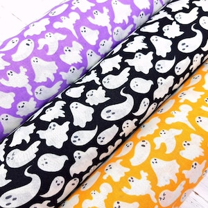 Halloween Fabric, Ghost Fabric, Polycotton Fabric, Spooky Fabric, Sewing and Craft Fabric, Cute Ghost Print, Kids Fabric by Half Metre/Metre