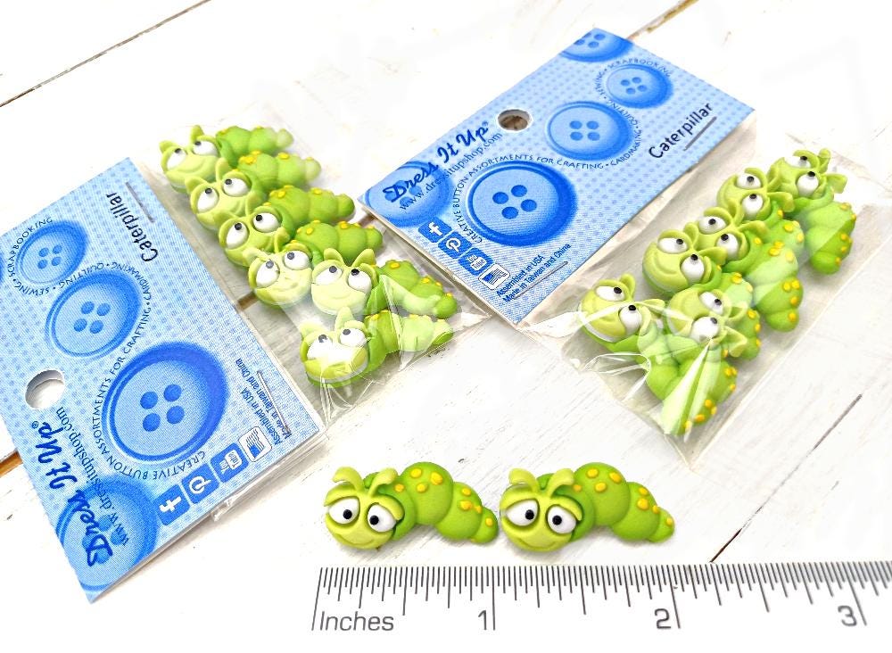 Cute Caterpillar Buttons, Novelty Buttons, Dress It up Buttons, Kids ...