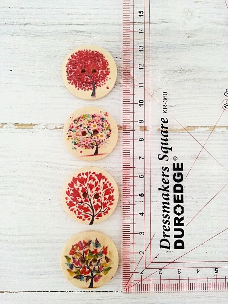 Tree Level Button Wooden Buttons, Large Tree Buttons, Tree Design Buttons, 30 Mm Buttons ...