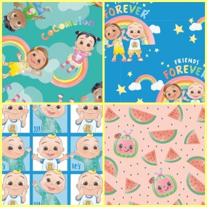 CoComelon Friends Forever Fabric, 100% Cotton, Quilt Sewing Craft Fabric, Kids Material, Baby Nursery Fabric by Fat Quarter/Half Yard/Yard