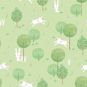Bunny anf Lamb Fabric, 100 % cotton, Nursery Fabric, Quilting Fabric, Bunny Print Cotton, Pastel Material by Fat Quarter/Half Metre/Metre