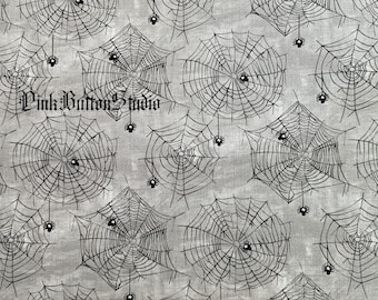 Halloween spindeltyg, 100 % bomull, quiltmaterial, läskigt tyg, sömnads- och hantverkstyg med litet tryck från Fat Quarter/Half Meter/Meter