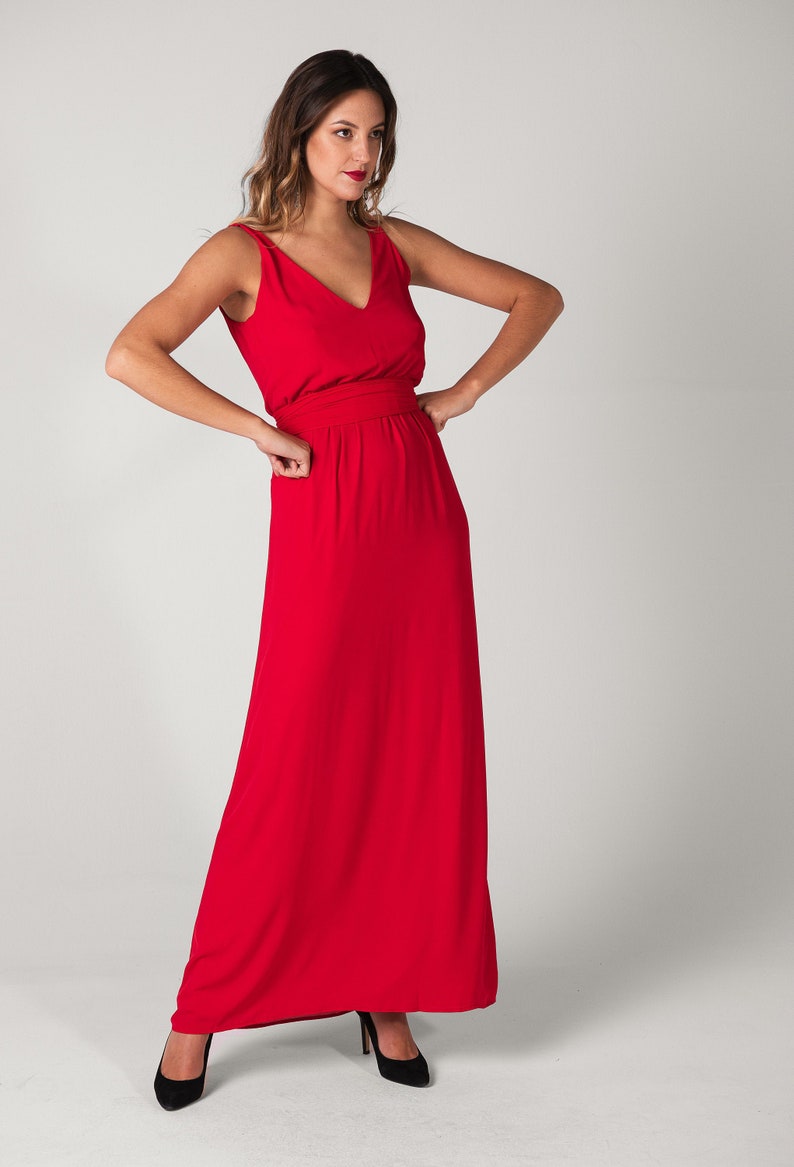 Long Wedding Guest Dress Dress For Bridesmaid Red Evening Etsy