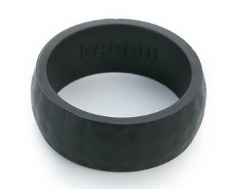 Silicone Wedding Ring Modern Hammered MIDNIGHT BLACK