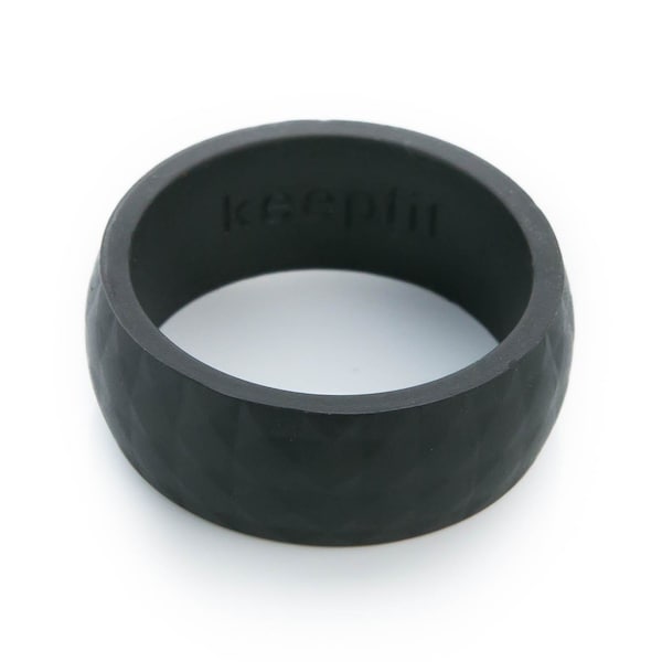 Silicone Wedding Ring Modern Hammered MIDNIGHT BLACK