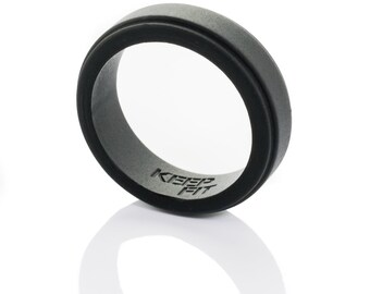 Silicone Wedding Ring for Men Step Edge - Black Matte