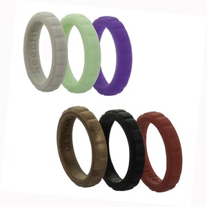 Silicone Wedding Ring for Women 6 Pack Thin Stackable Block Rings image 2