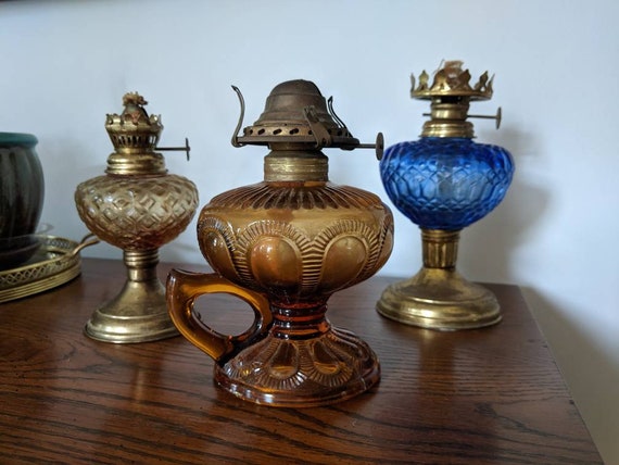 Set Of 3 Decorative Vintage Style Miniature Oil Lamps Etsy