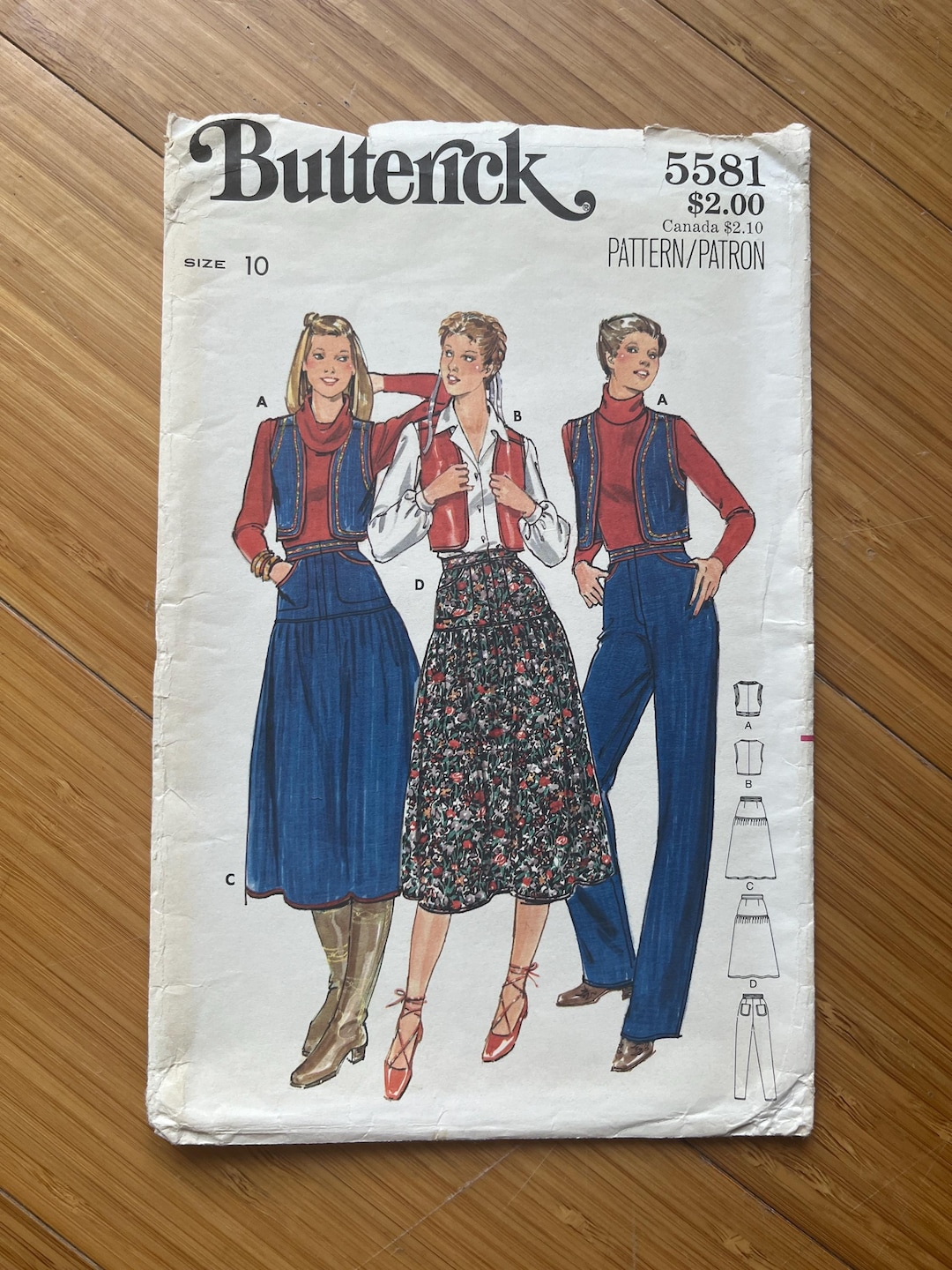 V1979 Pattern 1979 Butterick Pattern 5581. Size 10, Bust 32.5, Waist 25 - Etsy