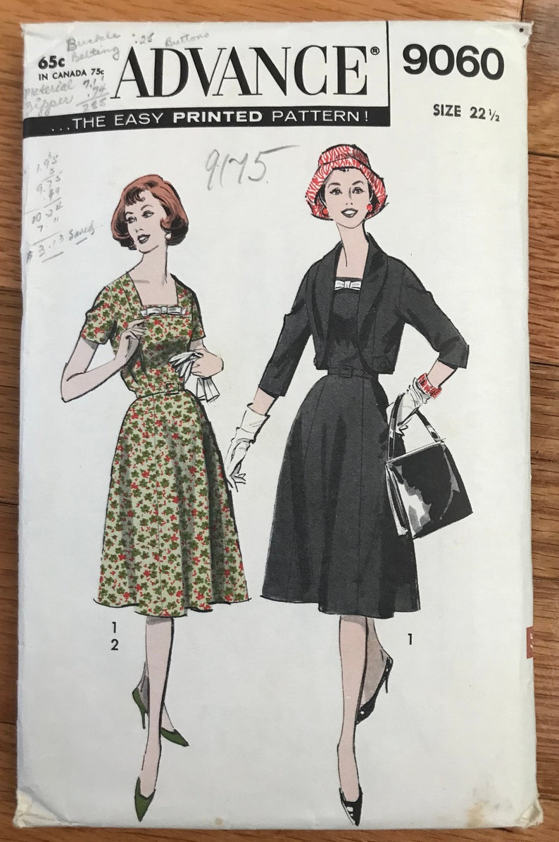 Vintage 1959 Advance Pattern 9060 Size 22.5