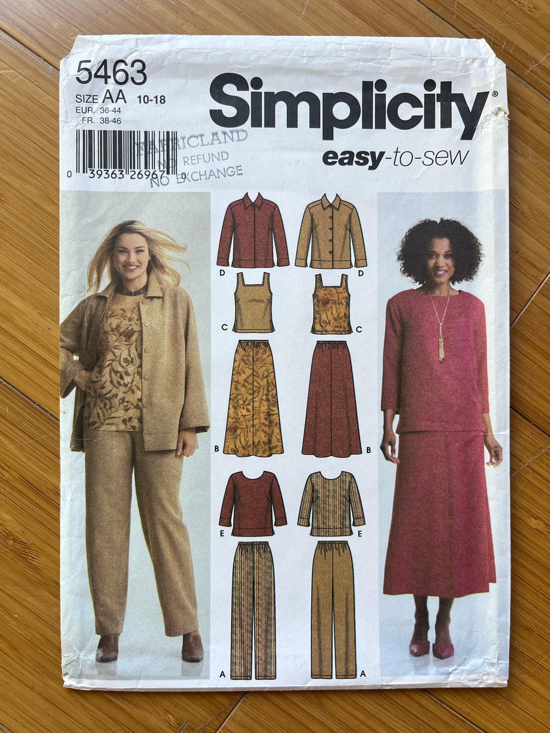 UNCUT 2003 Simplicity Pattern 5463. Sizes 10, 12, 14, 16, 18 - Etsy