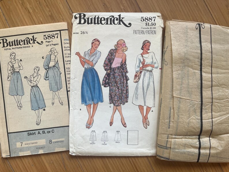 V1979 Pattern 1979 Butterick Pattern 5887. Size 26.5 - Etsy