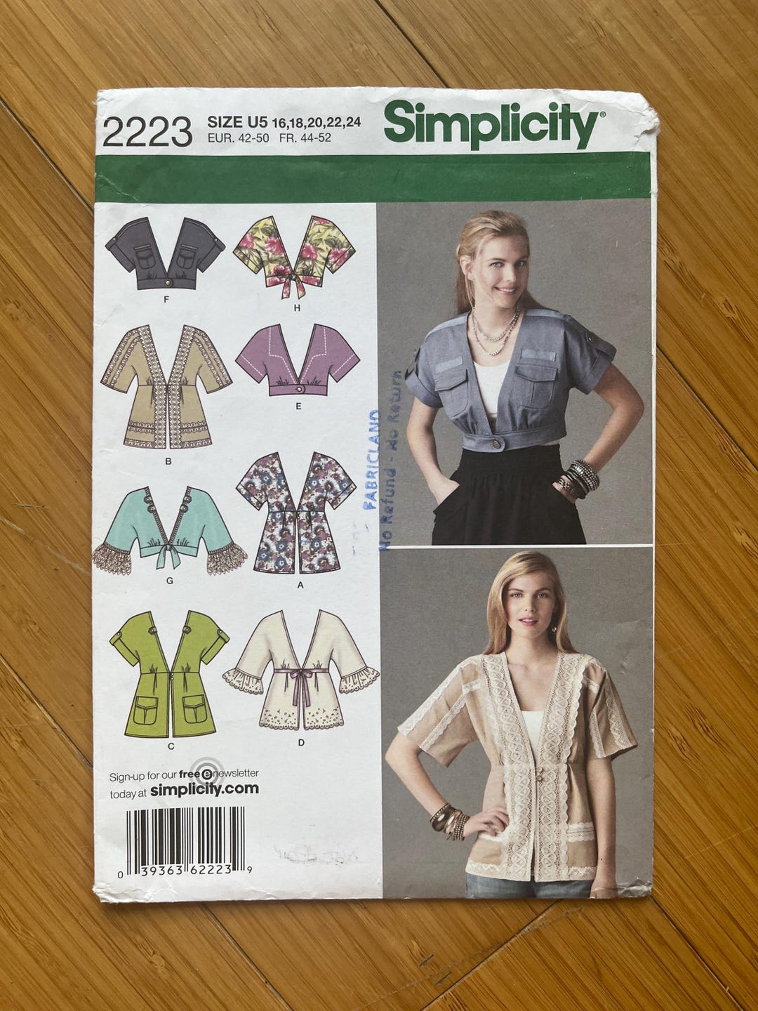UNCUT 2011 Simplicity Pattern 2223. Sizes 16, 18, 20, 22, 24 - Etsy