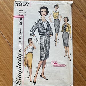 Patrón Simplicity 3357, 1960. Talla 14, busto 34.