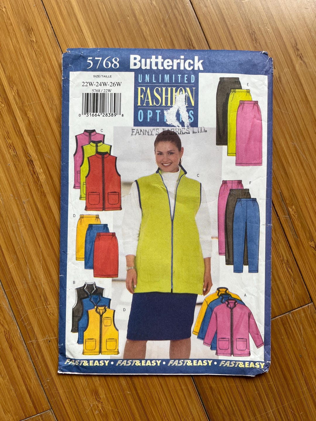 UNCUT 1998 Butterick Pattern 5768. Size 122W, 24W, 26W - Etsy