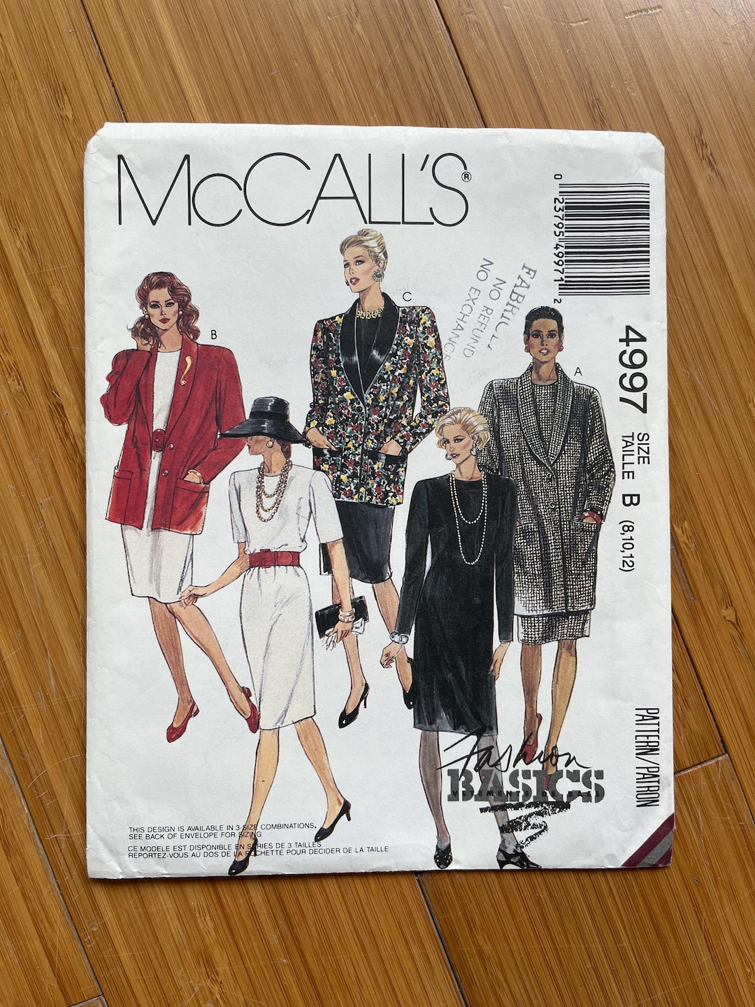 UNCUT 1990 Mccalls Pattern 4997. Sizes Small 8, 10, 12 - Etsy