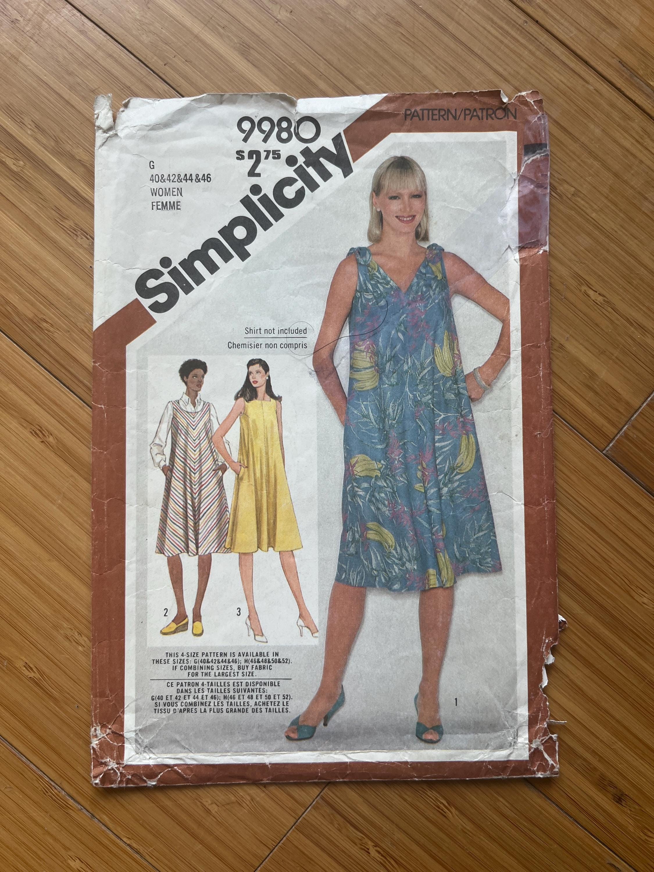 Simplicity Patterns 41 1981 Simplicity Pattern 9980. Size 40, 42, 44, 46 - Etsy