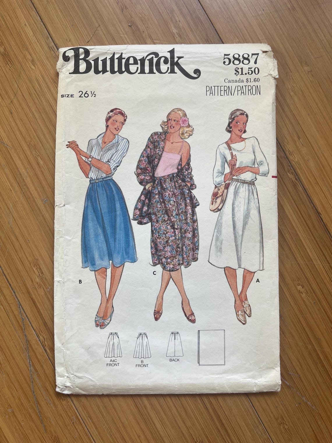 V1979 Pattern 1979 Butterick Pattern 5887. Size 26.5 - Etsy