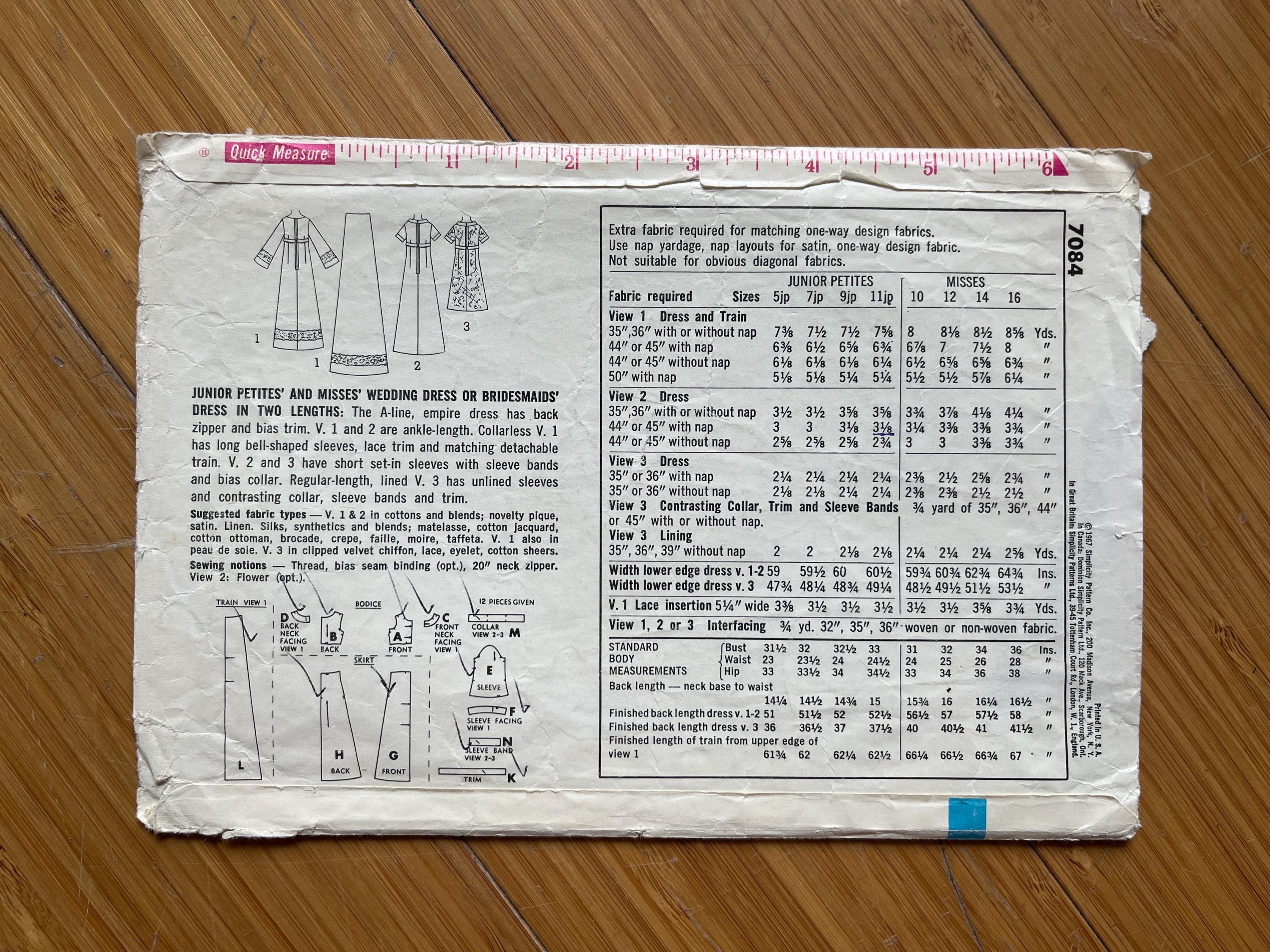1967 Simplicity Pattern 7084. Size 11JP, Bust 33 - Etsy
