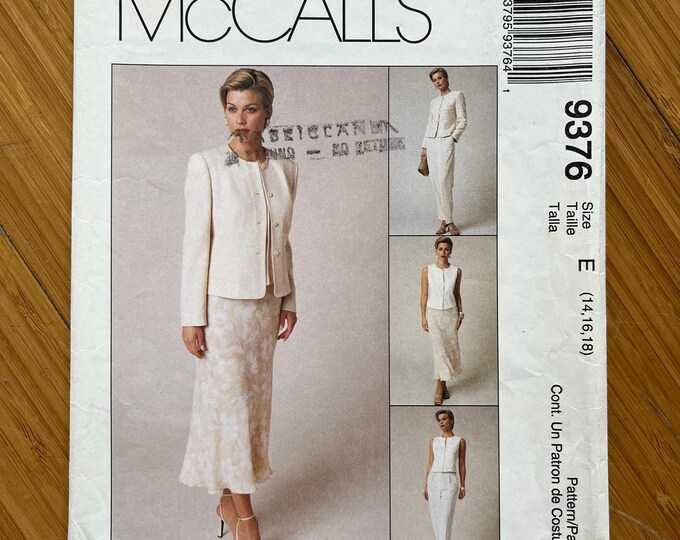 UNCUT 1998 Mccalls Pattern 9376. Sizes Small 14, 16, 18 - Etsy