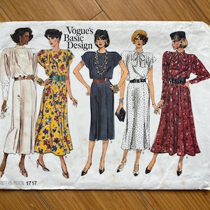 UNCUT 1986 Vogue Pattern 1717. Size 20, 22, 24