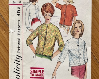 1960 Patrón de simplicidad 4464. Talla 12, busto 32