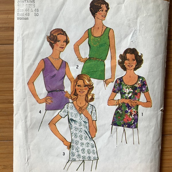1975 Simplicity Pattern 6975. Two sizes, 44 and 46, Bust. 48 and 50