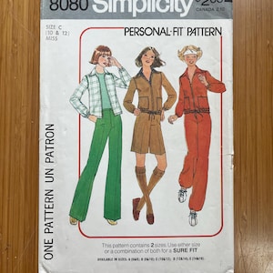 1977 Simplicity-mönster 8080. Storlek 10 och 12, byst 32,5/34
