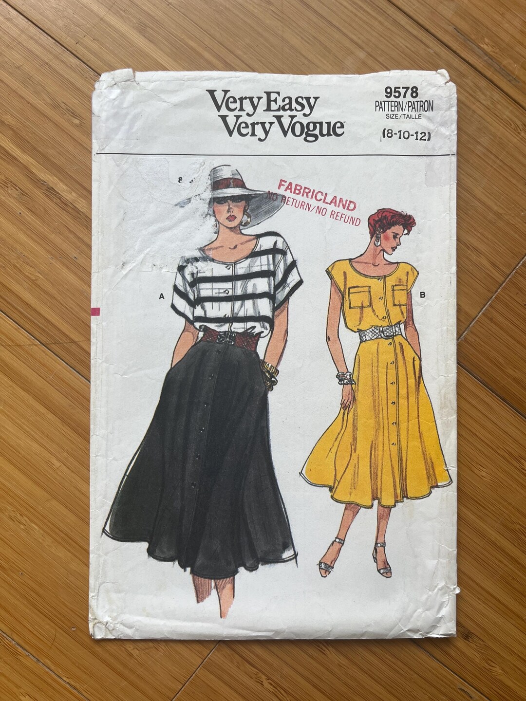 1986 Vogue Pattern 9578. Size 8, 10, 12 - Etsy