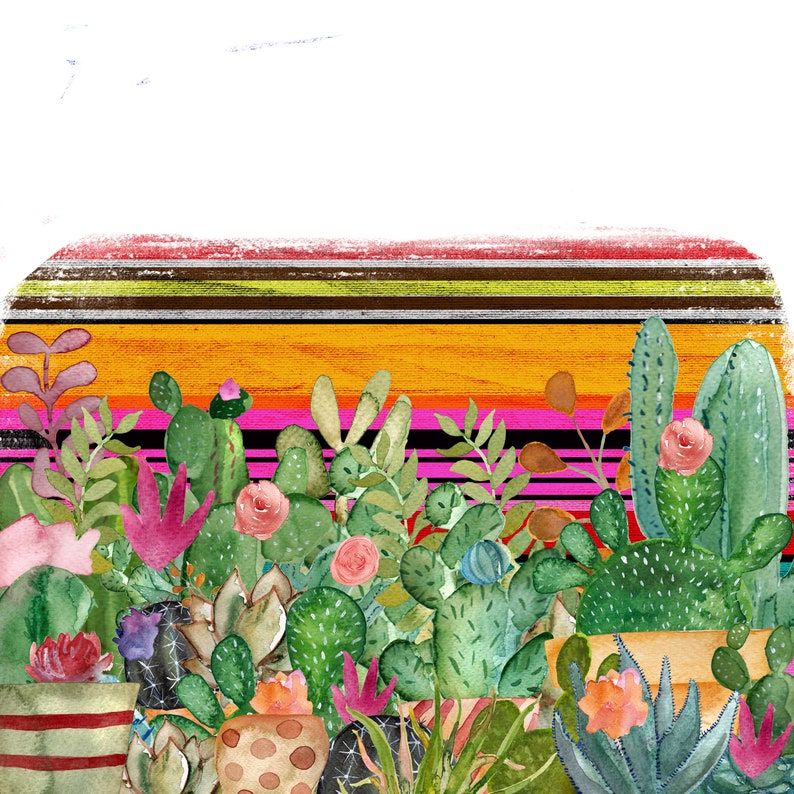 Crazy about cactus and serape png files perfect for | Etsy