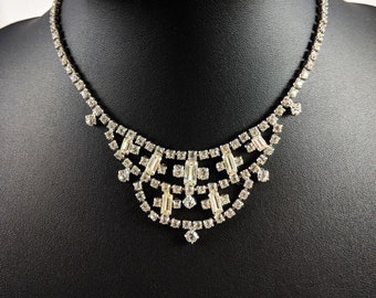 Vintage Sensational Faux Diamond Necklace Jewelry by WEISS Bridal Necklace