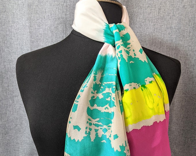 Lovely Hand-painted silk scarf in very vibrant colour by Jones New York 10"x 60"