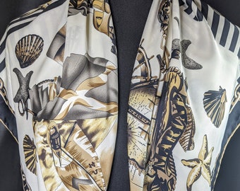 Lovely Vintage Soft Colours Print Large Poly Scarf by Chavelle 35"x 35"