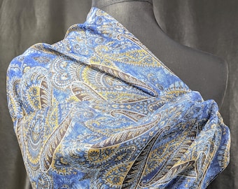 Lovely Vintage Cobalt Colour Light Long Poly Scarf by DENTS  63" x 15"