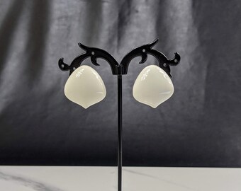 Lovely Vintage Alabaster Colour Lucite Clip-on Earrings by Monet Jewellery