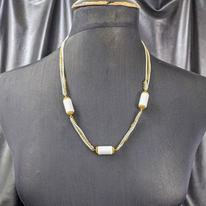 Lovely Vintage Gold-tone and Faux White Coral Necklace by Monet Jewellery