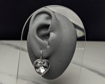Lovely Vintage Jewellery Silver-tone Heart Dangles Lever back Earrings