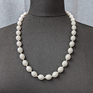 Lovely Vintage Hand-knotted White Colour Beads Necklace by Triafri Jewellery