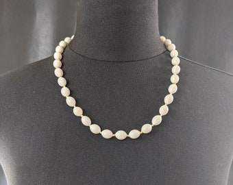 Lovely Vintage Hand-knotted Milk Colour Beads Necklace  by Triafri Jewellery
